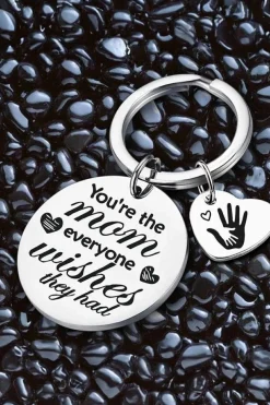 Clearance Dear-Lover Mothers Day Lettered Heart Shape Alloy Keychain White