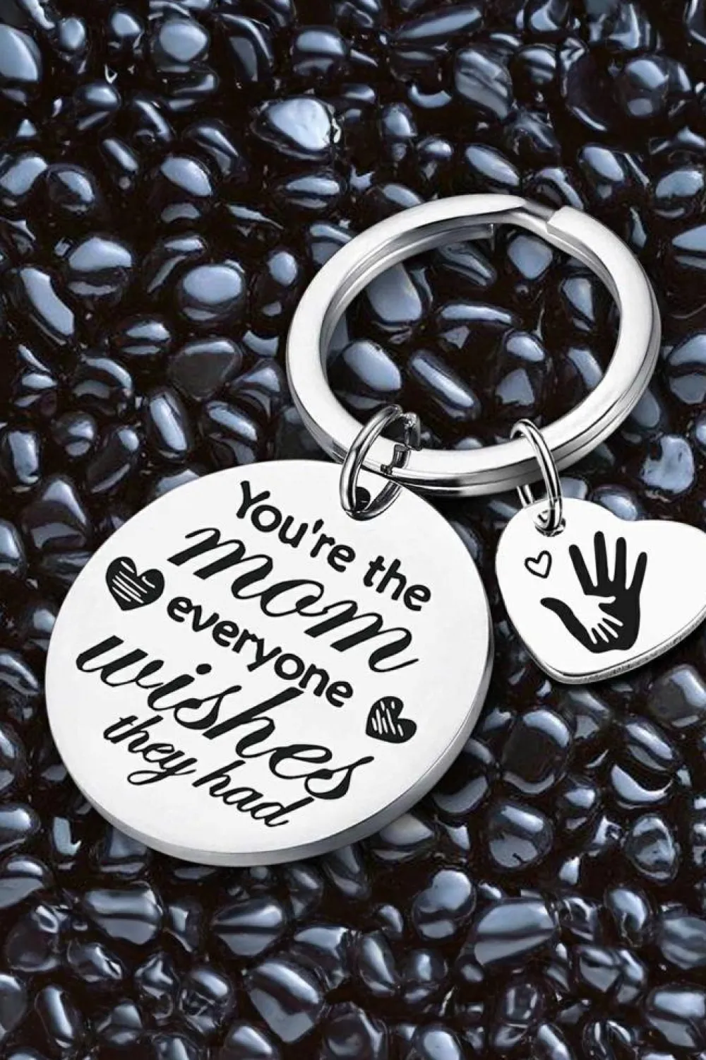 Clearance Dear-Lover Mothers Day Lettered Heart Shape Alloy Keychain White