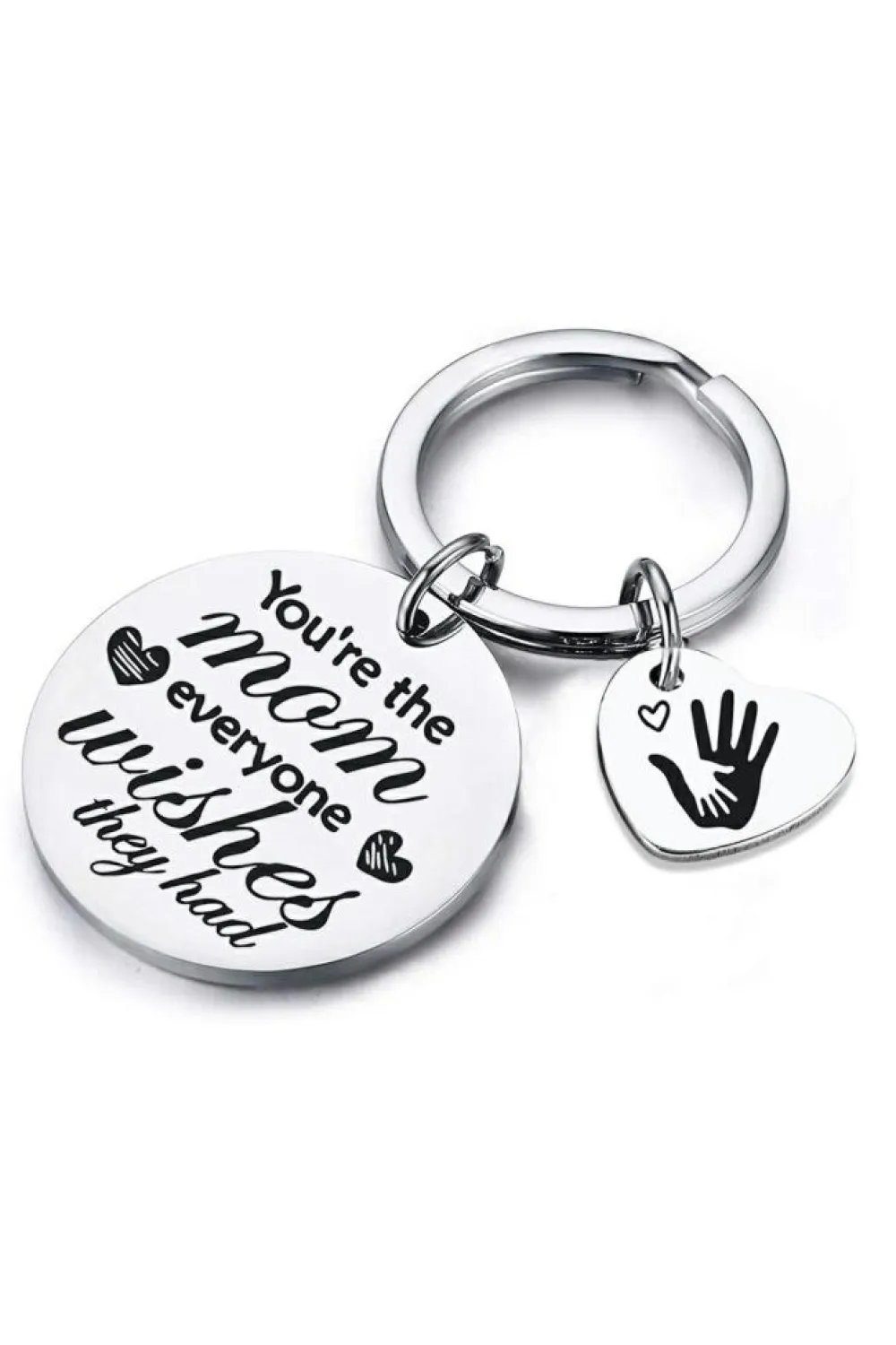 Clearance Dear-Lover Mothers Day Lettered Heart Shape Alloy Keychain White