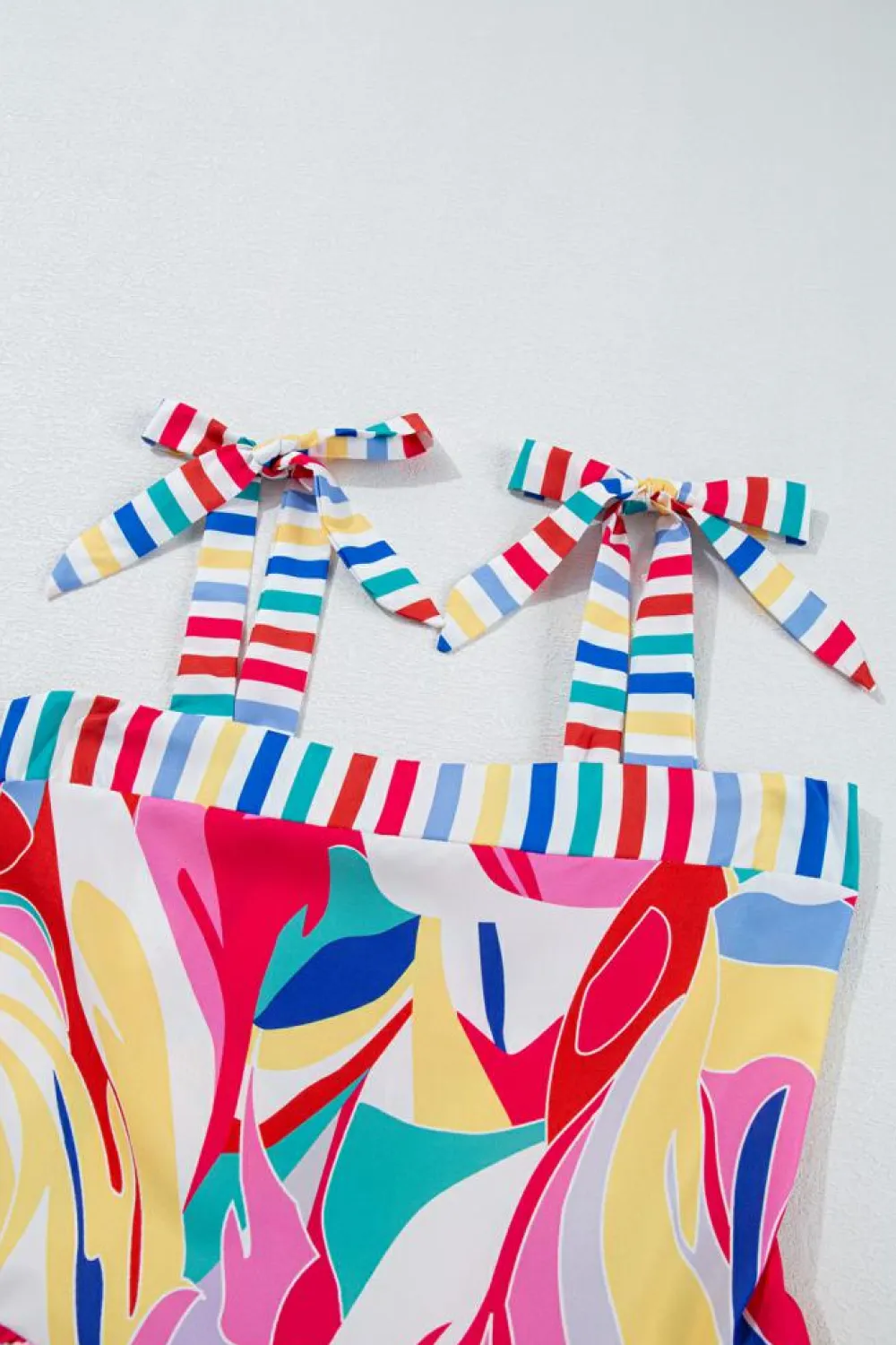 Online Dear-Lover Abstract Print Striped Trim Maxi Sundress Multicolor