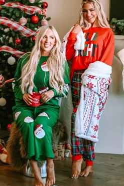 Outlet Dear-Lover ALL IS BRIGHT Graphic Christmas Plaid Pajamas Set Multicolor