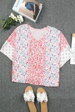 Best Dear-Lover Animal Floral Mix Print Cape Top Multicolor