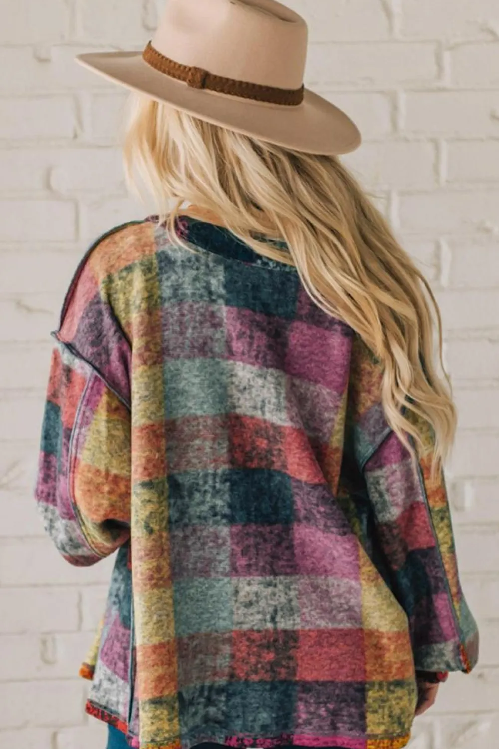Hot Dear-Lover Brushed Checked Western Buttoned Jacket Multicolor
