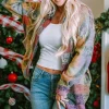 Discount Dear-Lover Brushed Plaid Pocketed Oversize Shacket Multicolor