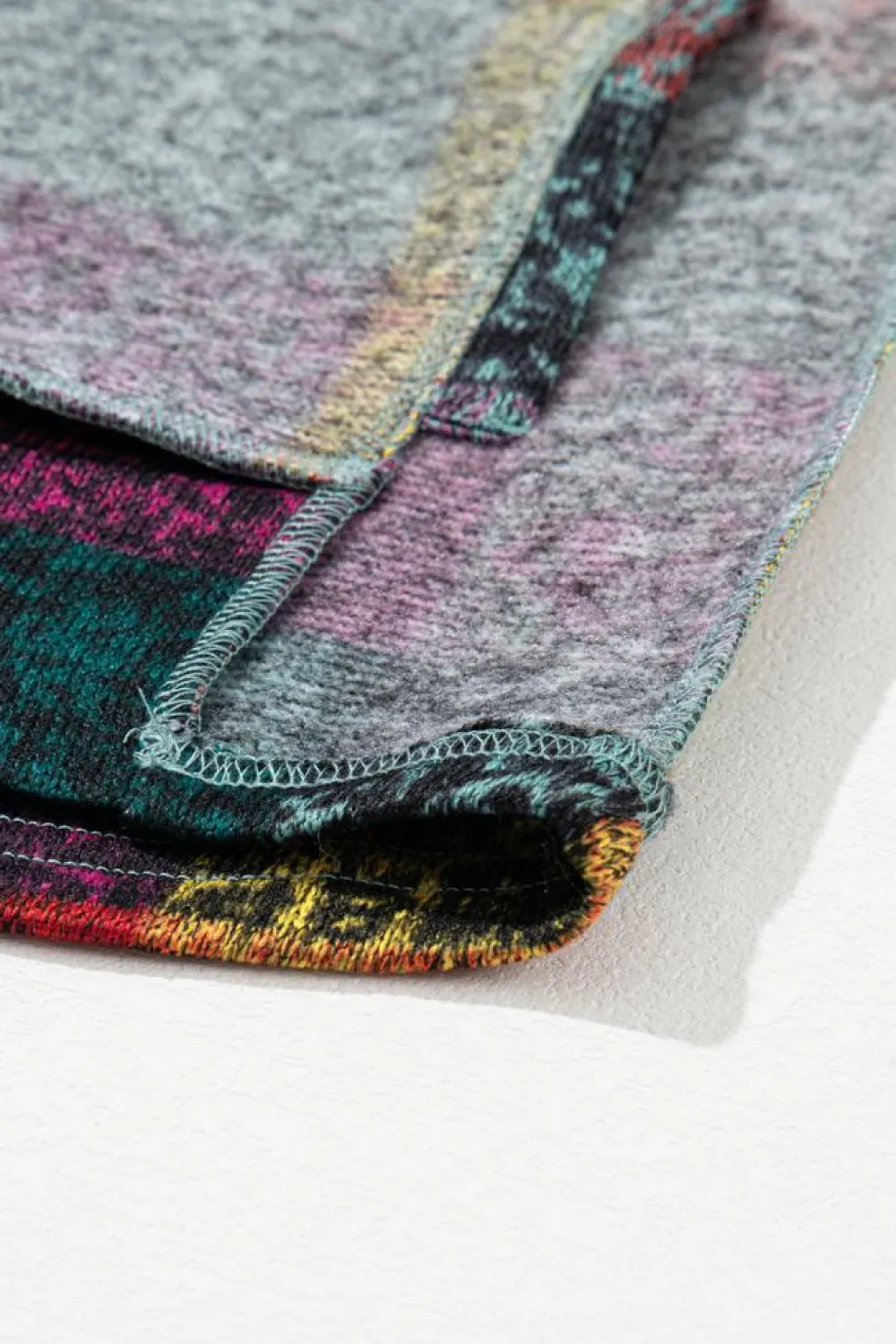Fashion Dear-Lover Brushed Plaid Buttoned Pullover Oversized Hoodie Multicolor