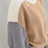 Discount Dear-Lover Color Block Patchwork Baggy Sweater Multicolor