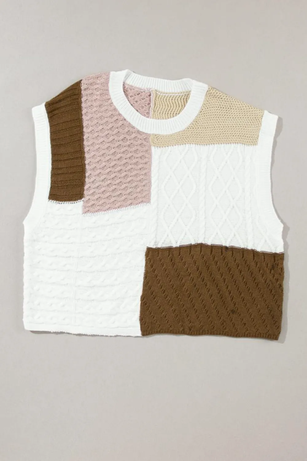Hot Dear-Lover Colorblock Mix Textured Sweater Tee Multicolor