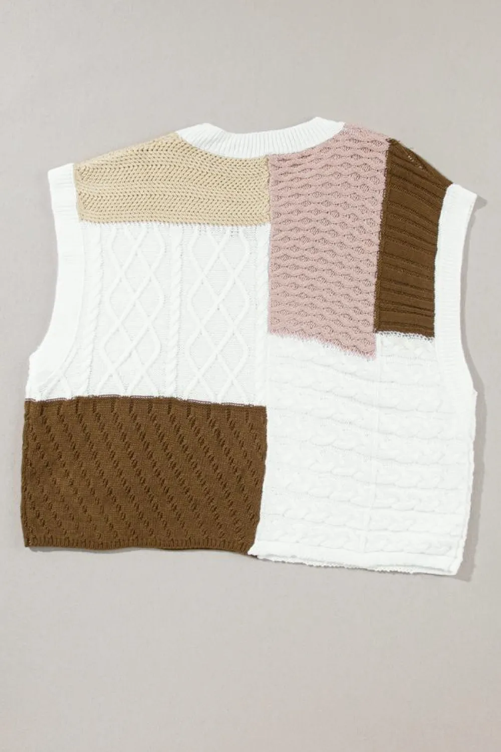 Hot Dear-Lover Colorblock Mix Textured Sweater Tee Multicolor