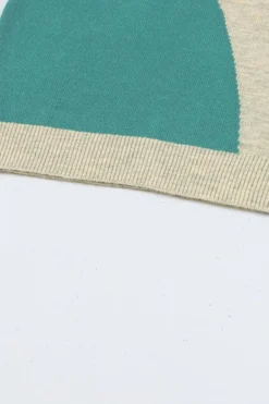 Fashion Dear-Lover Colorblock Ribbed Trim Round Neck Sweater Multicolor