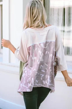 Discount Dear-Lover Exposed Seam Patchwork Oversized Top Multicolor