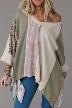 Discount Dear-Lover Exposed Seam Patchwork Oversized Top Multicolor