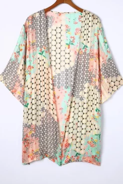 Online Dear-Lover Floral Open Sheer Shimmer Kimono Multicolor