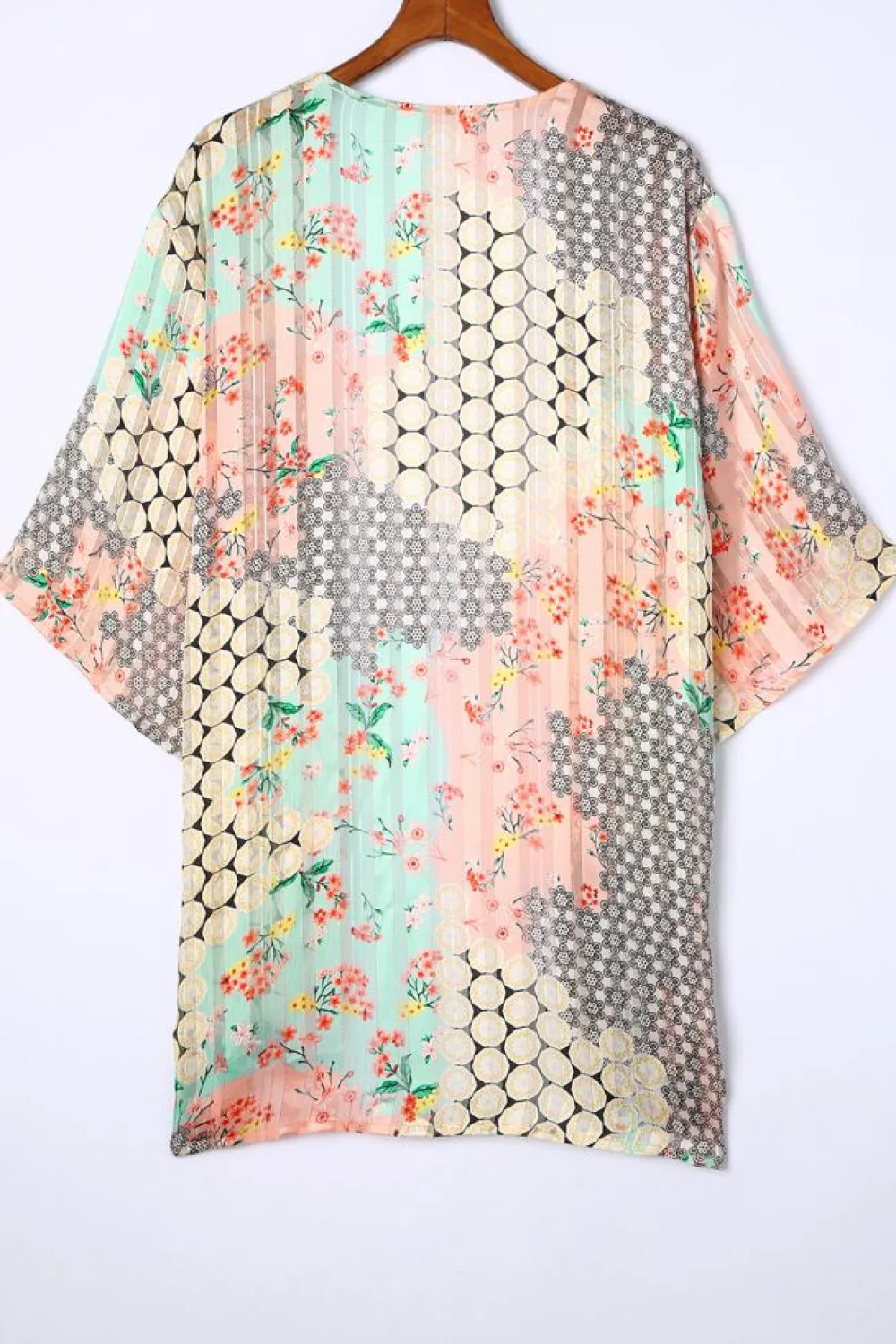 Online Dear-Lover Floral Open Sheer Shimmer Kimono Multicolor