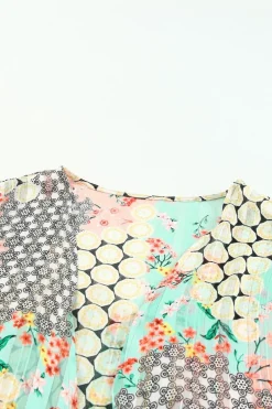 Online Dear-Lover Floral Open Sheer Shimmer Kimono Multicolor