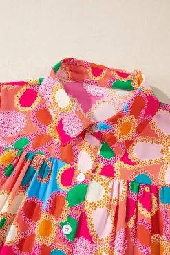 Best Dear-Lover Floral Print Bubble Sleeve Shirt Multicolor