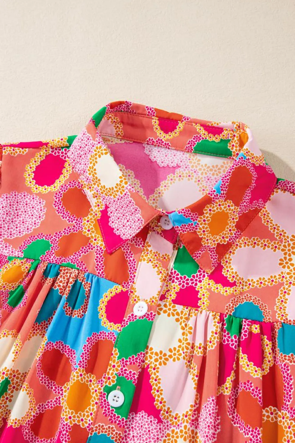 Best Dear-Lover Floral Print Bubble Sleeve Shirt Multicolor