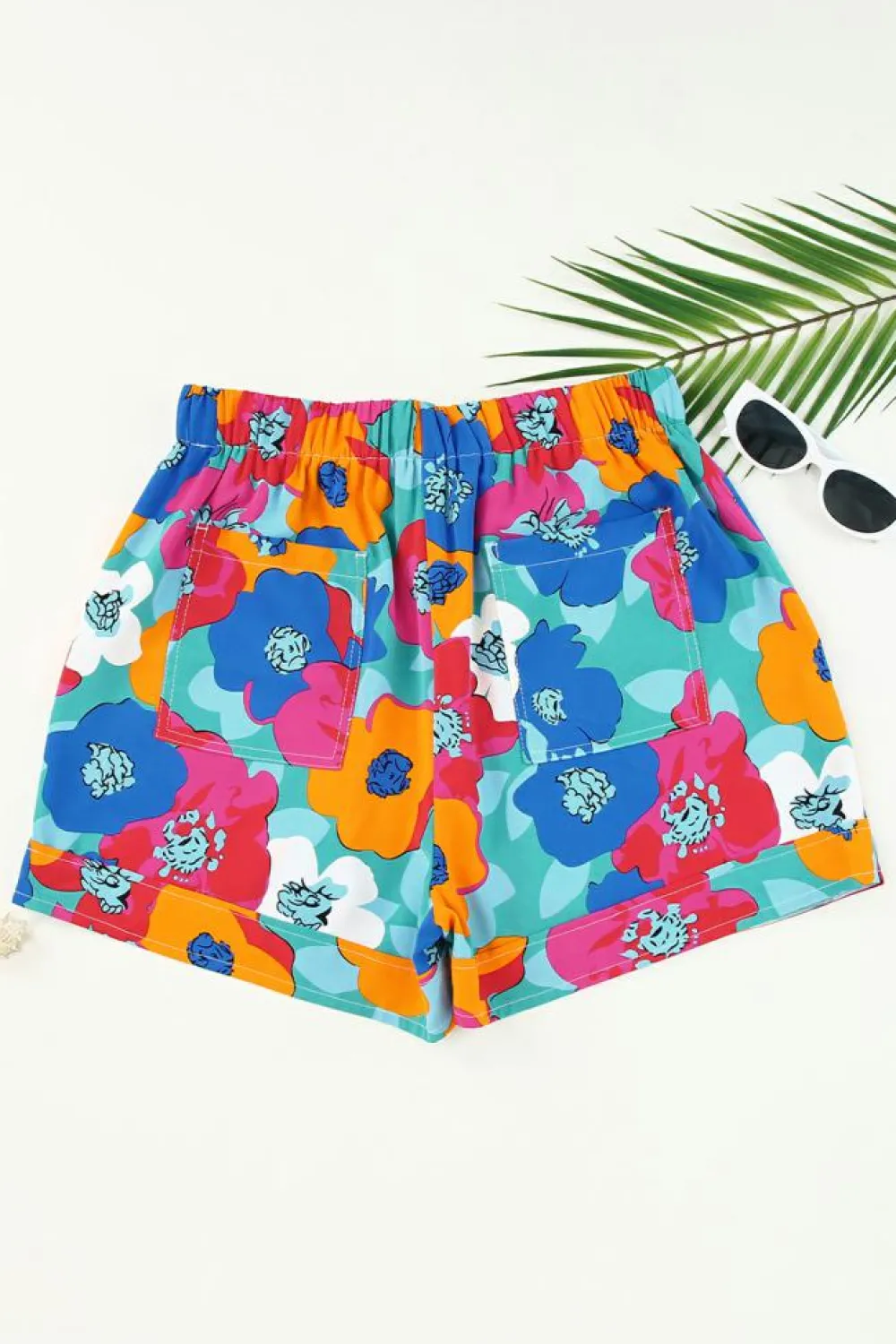 Outlet Dear-Lover Floral Print Drawstring Elastic Waist Casual Shorts Multicolor