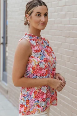 Fashion Dear-Lover Floral Print Relaxed Tank Top Multicolor