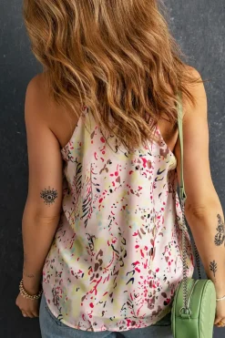 Best Dear-Lover Floral Print Spaghetti Straps Tank Top Multicolor