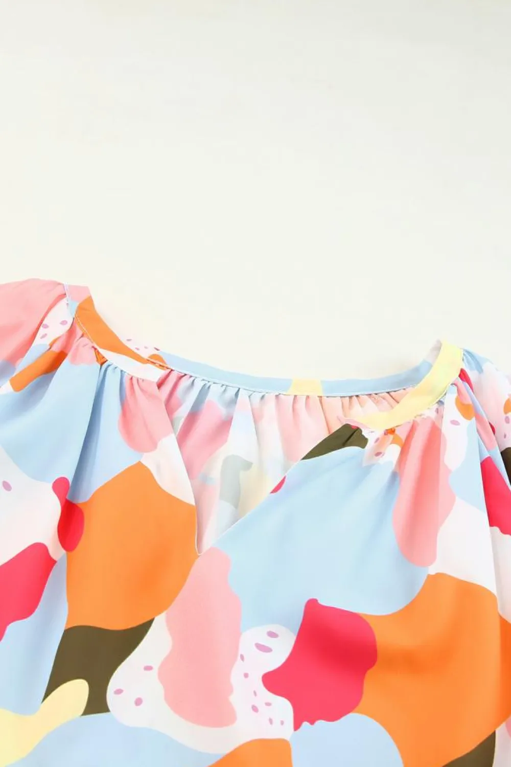 Clearance Dear-Lover Floral Print V Neck Half Sleeve Blouse Multicolor
