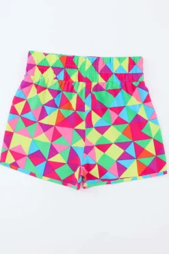 Best Dear-Lover Multicolor Geometric High Waisted Athletic Shorts Multicolor-2