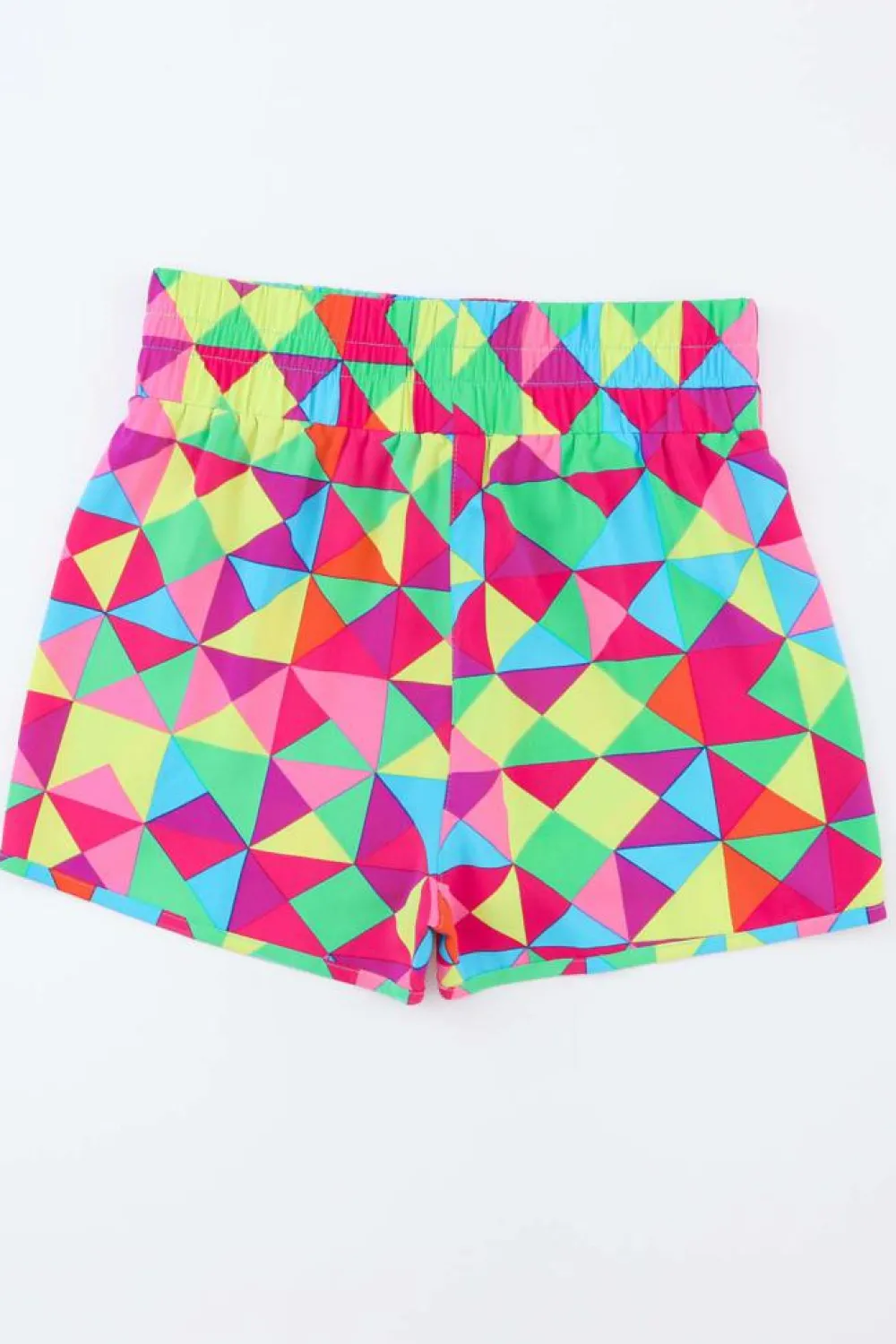 Best Dear-Lover Multicolor Geometric High Waisted Athletic Shorts Multicolor-2