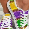 Sale Dear-Lover Leopard Color Block Lace-up Canvas Shoes Multicolor