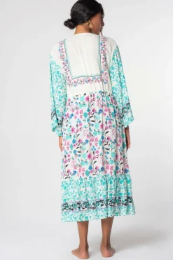 New Dear-Lover Long Sleeve Tassel Tie Floral Kimono Multicolor