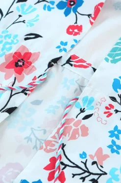 New Dear-Lover Long Sleeve Tassel Tie Floral Kimono Multicolor