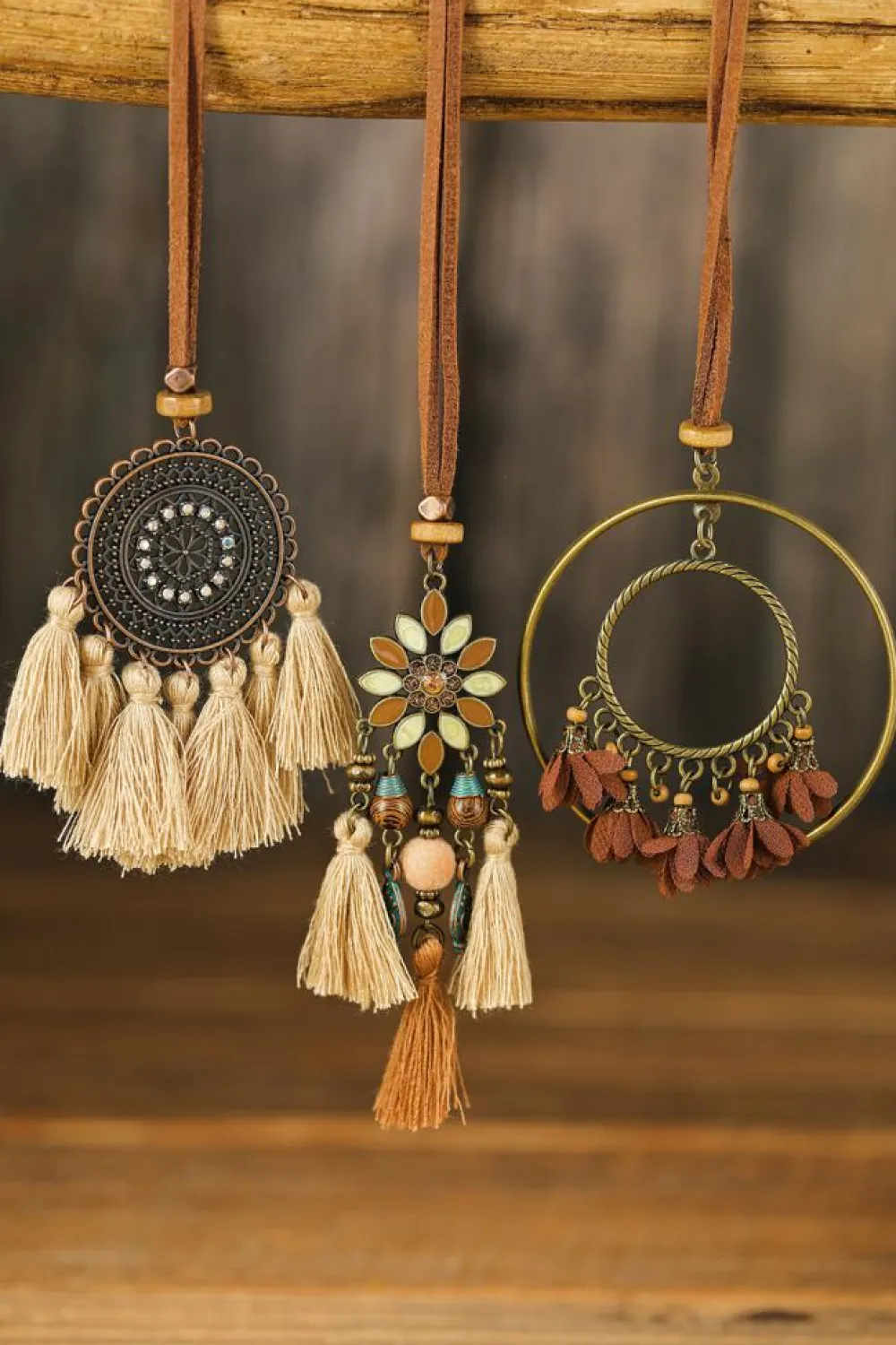 New Dear-Lover 3pcs Bohemian Retro Tasseled Pendant Necklace Multicolor