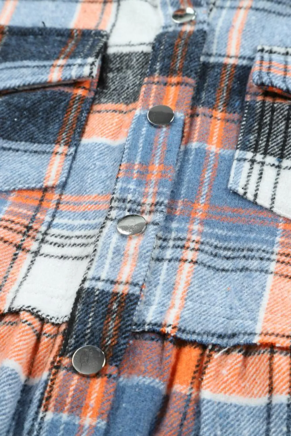Sale Dear-Lover Plaid Button Down Ruffled Shirt Jacket Multicolor