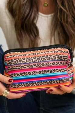 Online Dear-Lover Serape Leopard Make up Storage Bag 14*19CM Multicolor