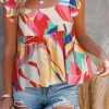 Best Dear-Lover Square Neck Abstract Print Tank Top Multicolor