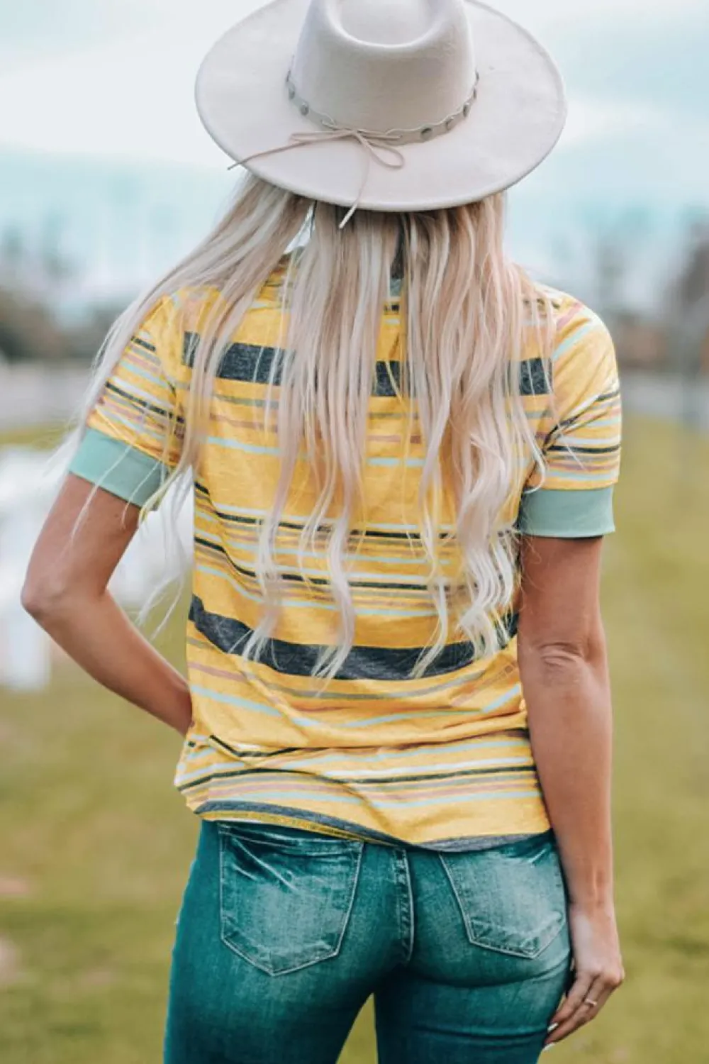 Sale Dear-Lover Multicolor s Crew Neck T Shirt Stripe