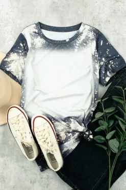 Online Dear-Lover Tie Dye Bleached Round Neck Short Sleeve T-shirt Multicolor