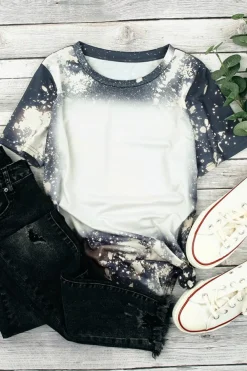 Online Dear-Lover Tie Dye Bleached Round Neck Short Sleeve T-shirt Multicolor