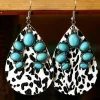 New Dear-Lover Western Turquoise Cow Spots Water Drop Earrings Multicolor