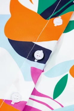 Hot Dear-Lover Abstract Leafy Print Short Sleeve Shirt Multicolour