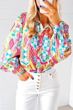 Best Dear-Lover Abstract Printed Long Sleeve Casual Shirt Multicolour