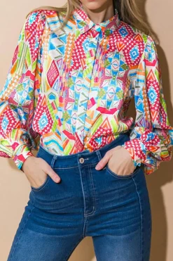 Best Dear-Lover Abstract Printed Long Sleeve Casual Shirt Multicolour