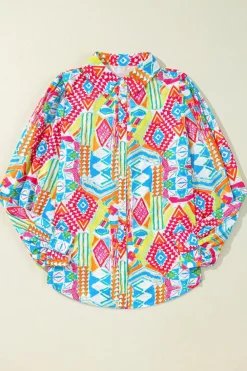 Best Dear-Lover Abstract Printed Long Sleeve Casual Shirt Multicolour