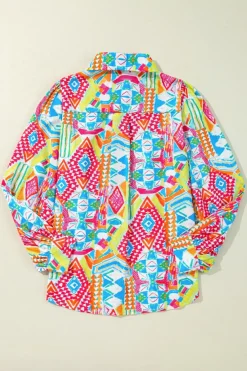 Best Dear-Lover Abstract Printed Long Sleeve Casual Shirt Multicolour