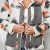 Fashion Dear-Lover Aztec Fleece Patchwork Snap Button Jacket Multicolour