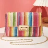 New Dear-Lover Bohemian Woven Gold Chain Shoulder Bag Multicolour