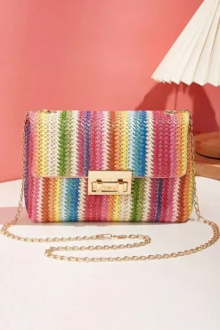 New Dear-Lover Bohemian Woven Gold Chain Shoulder Bag Multicolour