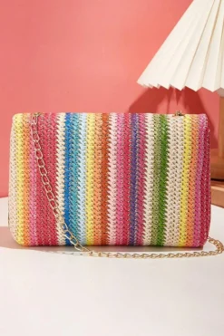 New Dear-Lover Bohemian Woven Gold Chain Shoulder Bag Multicolour