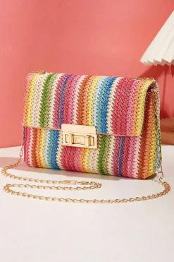 New Dear-Lover Bohemian Woven Gold Chain Shoulder Bag Multicolour
