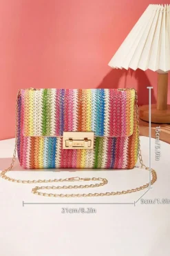 New Dear-Lover Bohemian Woven Gold Chain Shoulder Bag Multicolour