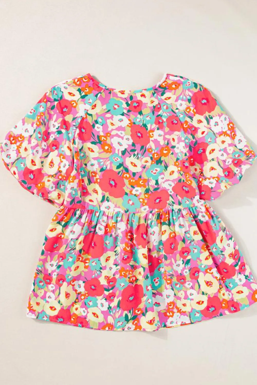 Best Dear-Lover Boho Floral Short Puff Sleeve Babydoll Blouse Multicolour