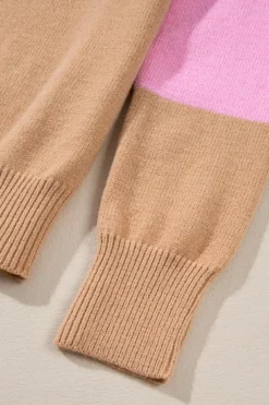 Online Dear-Lover Colorblock Mock Neck Ribbed Trim Sweater Multicolour